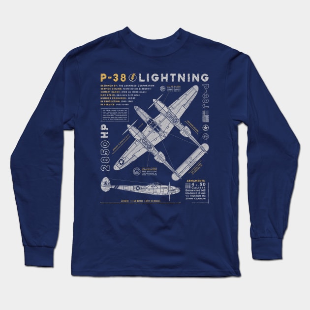 P-38 Lightning Long Sleeve T-Shirt by 909 Apparel